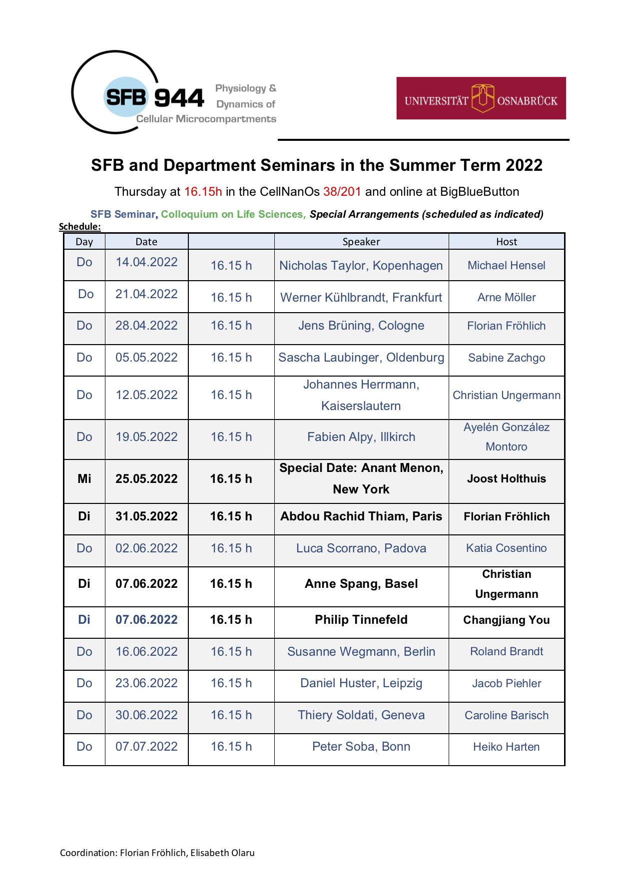 Seminars in the Summer Term