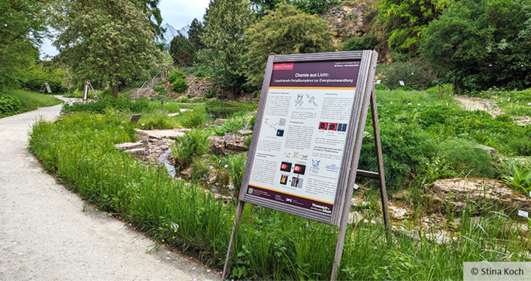 A display board in the outdoor area of the Botanical Garden.